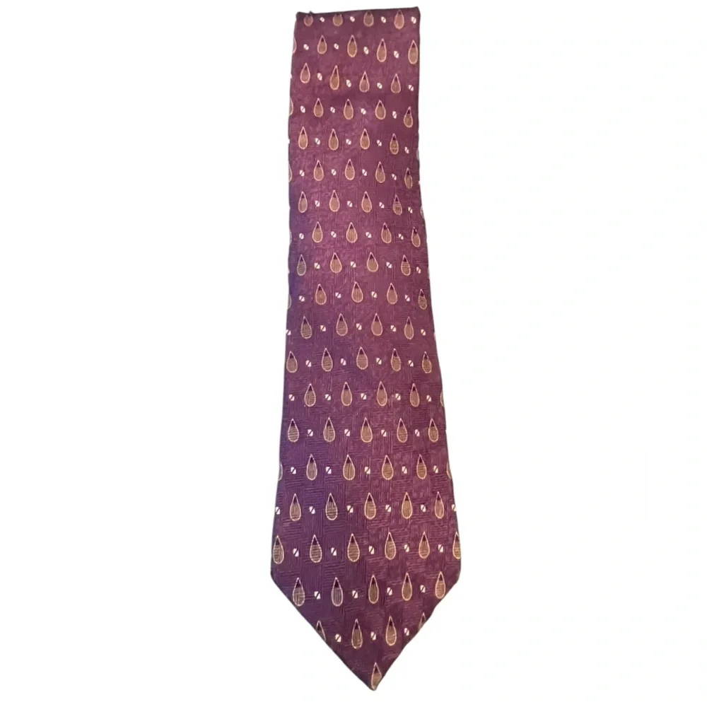 💜Purple BILL BLASS Vintage Patterned Men's Tie. Pure Silk. Made in Costa Rica